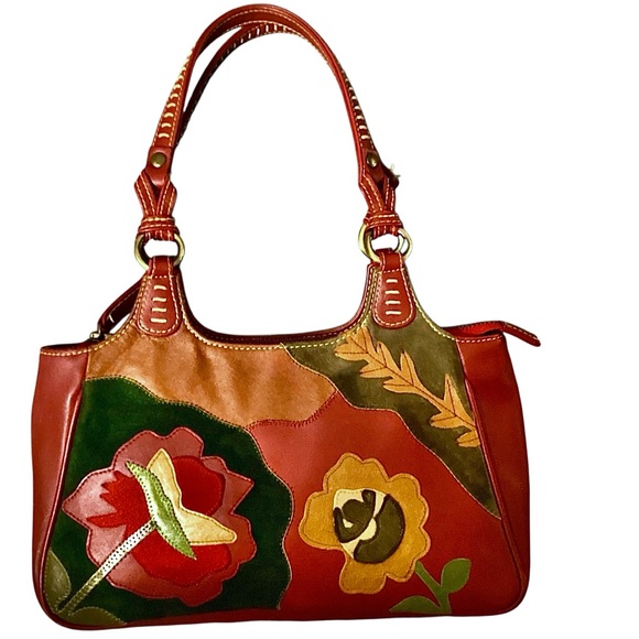 Isabella Fiore Handbags - Isabella Fiore Leather Multicolored Handbag Floral Design Shoulder Bag